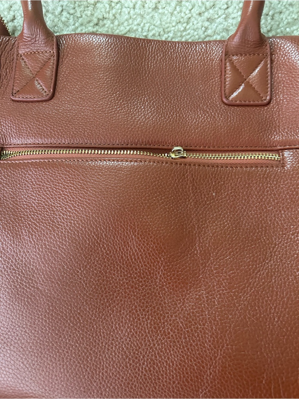 Classic Leather Tote in Brick Red with Front Pockets - Picture 4 of 7